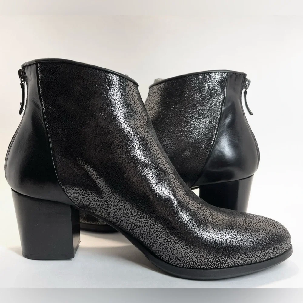 NWOT Homers Artisan Metallic Leather Ankle Boots Size 12M‎ (EU 43) Made in Spain
